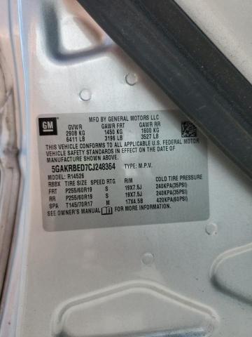 5GAKRBED7CJ248364 - 2012 BUICK ENCLAVE SILVER photo 13