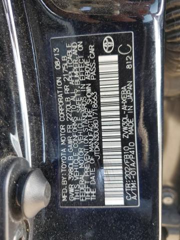 JTDKN3DU8D1718663 - 2013 TOYOTA PRIUS შავი ფოტო 12