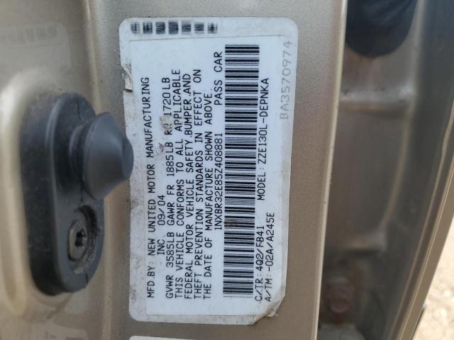 1NXBR32E85Z408881 - 2005 TOYOTA COROLLA CE ოქროსფერი ფოტო 12