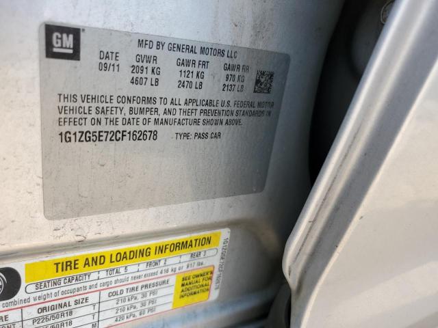 1G1ZG5E72CF162678 - 2012 CHEVROLET MALIBU LTZ ვერცხლისფერი ფოტო 12