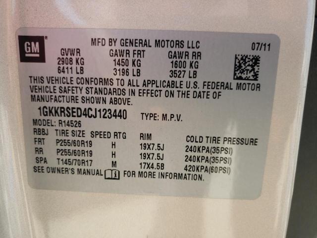 1GKKRSED4CJ123440 - 2012 GMC ACADIA SLT-2 GOLD photo 13