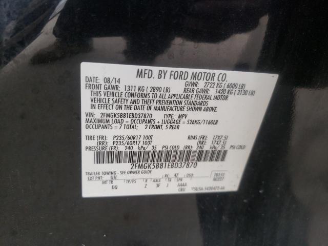 2FMGK5B81EBD37870 - 2014 FORD FLEX SE BLACK photo 14