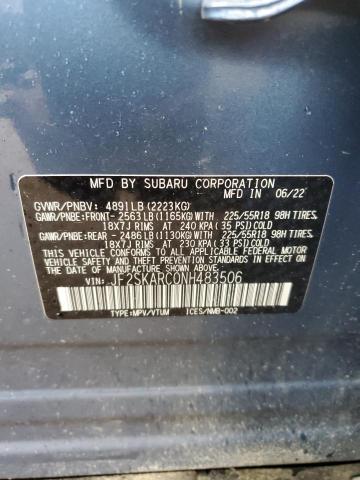 JF2SKARC0NH483506 - 2022 SUBARU FORESTER TOURING 蓝色 照片 14