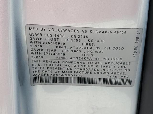 WVGFK7A91AD001173 - 2010 VOLKSWAGEN TOUAREG TDI SILVER photo 12