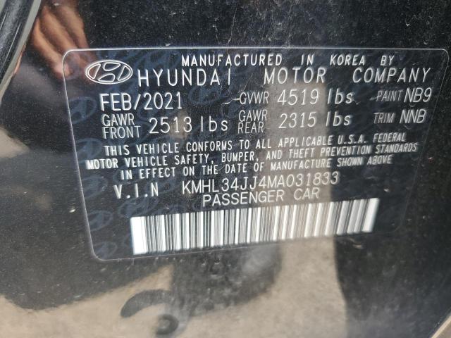 KMHL34JJ4MA031833 - 2021 HYUNDAI SONATA HYBRID BLACK photo 12