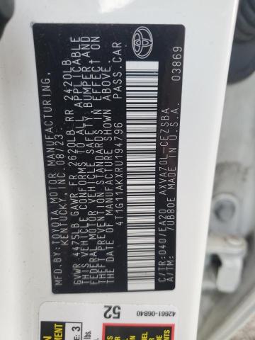 4T1G11AKXRU194796 - 2024 TOYOTA CAMRY SE NIGHT SHADE WHITE photo 12