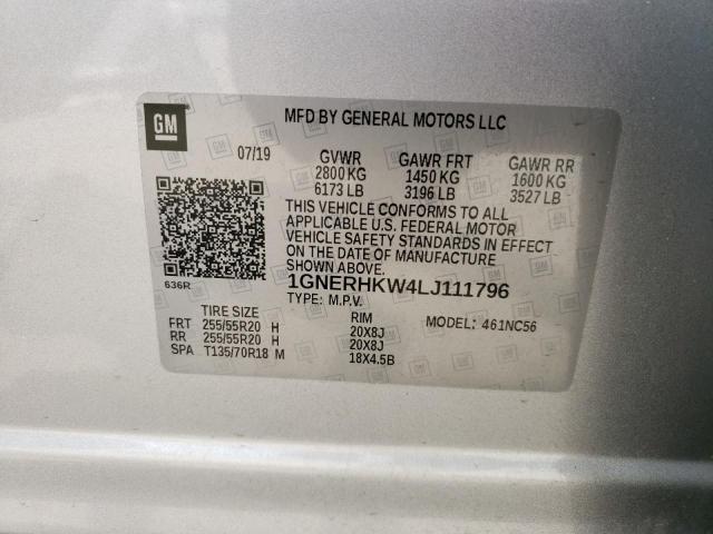 1GNERHKW4LJ111796 - 2020 CHEVROLET TRAVERSE LT SILVER photo 13