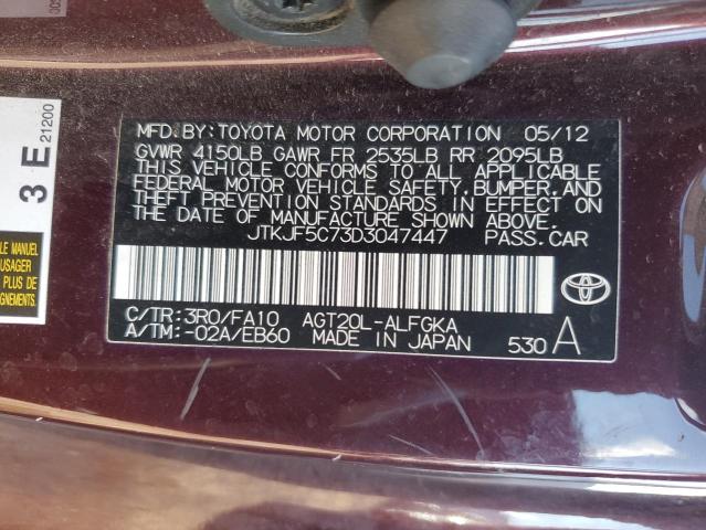 JTKJF5C73D3047447 - 2013 TOYOTA SCION TC Bordo foto 12