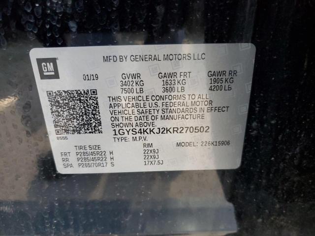 1GYS4KKJ2KR270502 - 2019 CADILLAC ESCALADE ESV PLATINUM შავი ფოტო 12