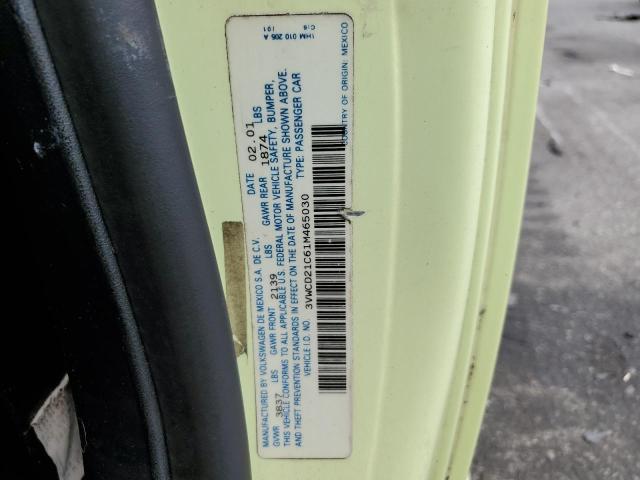 3VWCD21C61M465030 - 2001 VOLKSWAGEN NEW BEETLE GLS GREEN photo 12