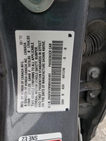 2HGFA1F89BH545401 - 2011 HONDA CIVIC EX BLACK photo 12
