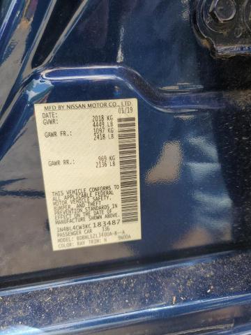 1N4BL4CW3KC183487 - 2019 NISSAN ALTIMA SR BLUE photo 12