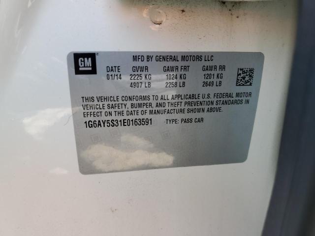 1G6AY5S31E0163591 - 2014 CADILLAC CTS PERFORMANCE COLLECTION Weiß Foto 12