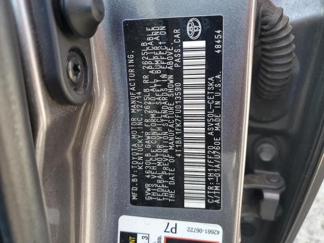 4T1BF1FK7FU013590 - 2015 TOYOTA CAMRY LE GRAY photo 12
