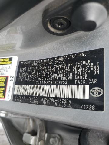 4T1G11AK0RU859253 - 2024 TOYOTA CAMRY SE NIGHT SHADE SILVER photo 13