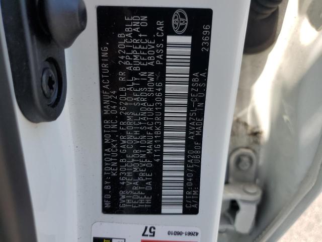 4T1G11BK3RU130646 - 2024 TOYOTA CAMRY SE NIGHT SHADE WHITE photo 13