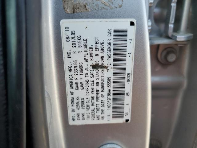 1HGCP2F38AA155589 - 2010 HONDA ACCORD LX SILVER photo 13