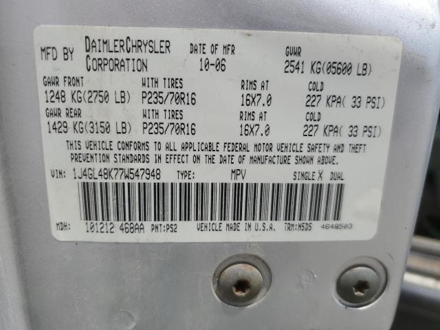 1J4GL48K77W547948 - 2007 JEEP LIBERTY SPORT Gümüş foto 13