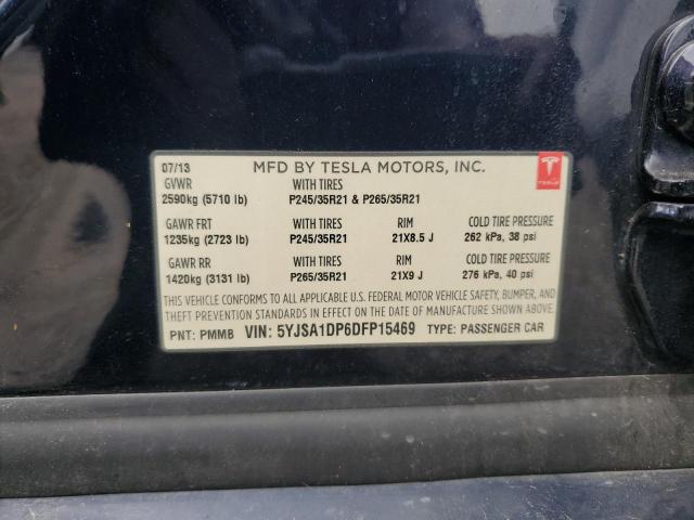 5YJSA1DP6DFP15469 - 2013 TESLA MODEL S ლურჯი ფოტო 12