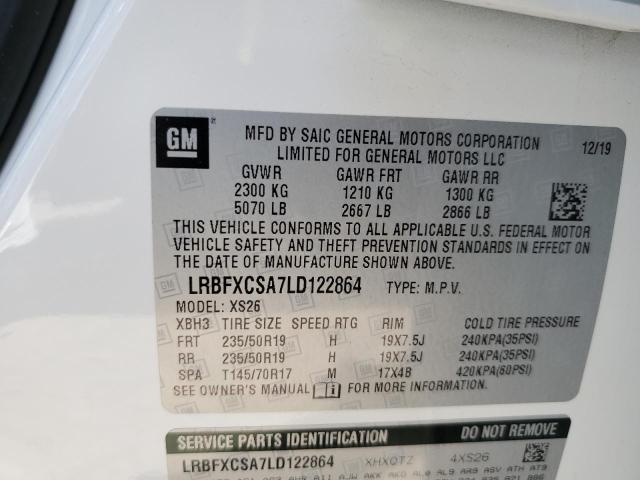LRBFXCSA7LD122864 - 2020 BUICK ENVISION ESSENCE WHITE photo 13