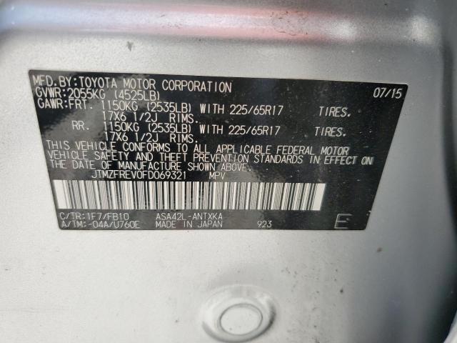 JTMZFREV0FD069321 - 2015 TOYOTA RAV4 LE SILVER photo 13