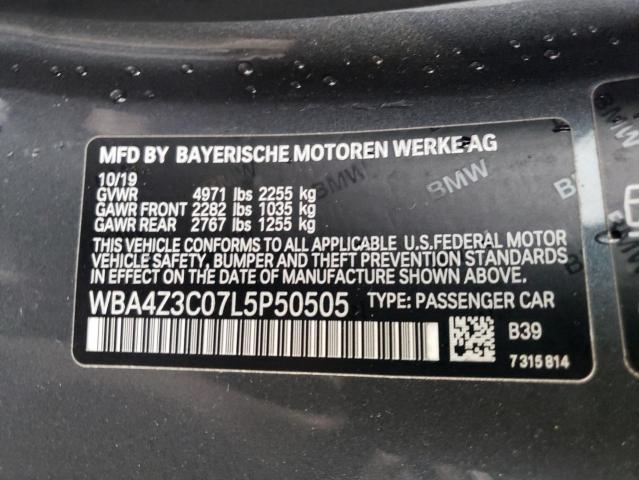 WBA4Z3C07L5P50505 - 2020 BMW 430XI GRAY photo 10