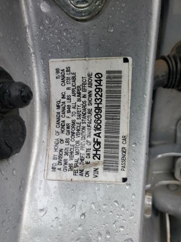 2HGFA16609H329140 - 2009 HONDA CIVIC LX-S 银色 照片 12