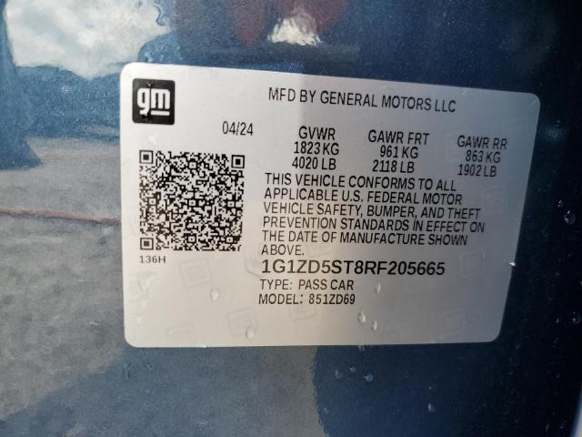 1G1ZD5ST8RF205665 - 2024 CHEVROLET MALIBU LT 蓝色 照片 12