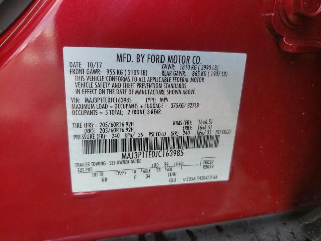 MAJ3P1TE0JC163985 - 2018 FORD ECOSPORT SE Rot Foto 13