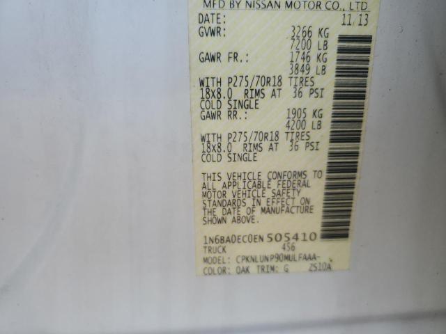 1N6BA0EC0EN505410 - 2014 NISSAN TITAN S WHITE photo 12