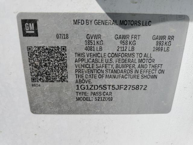 1G1ZD5ST5JF275872 - 2018 CHEVROLET MALIBU LT Ақ фото 12