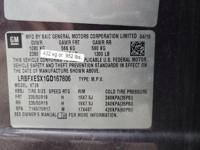 LRBFXESX1GD167806 - 2016 BUICK ENVISION PREMIUM GRAY photo 13