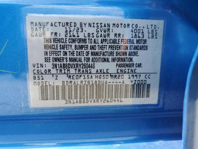 3N1AB8DVXRY260446 - 2024 NISSAN SENTRA SR BLUE photo 12