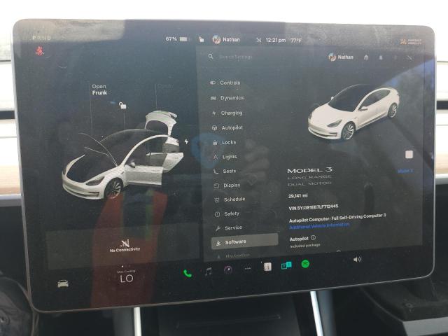 5YJ3E1EB7LF712445 - 2020 TESLA MODEL 3 أبيض صورة 9