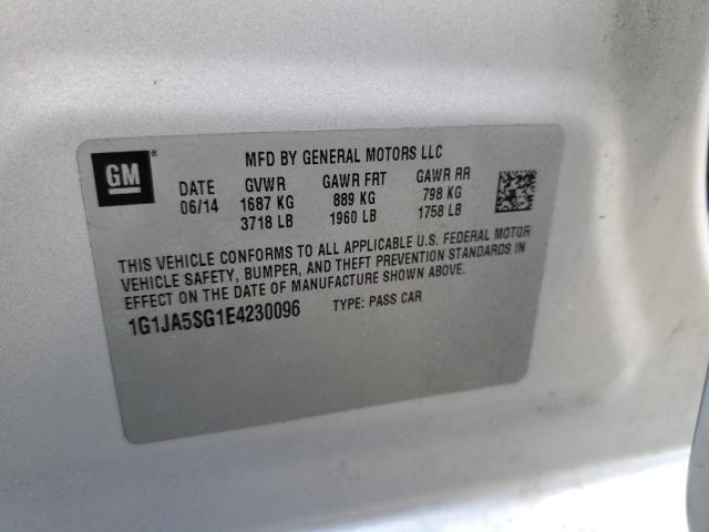 1G1JA5SG1E4230096 - 2014 CHEVROLET SONIC LS 银色 照片 10