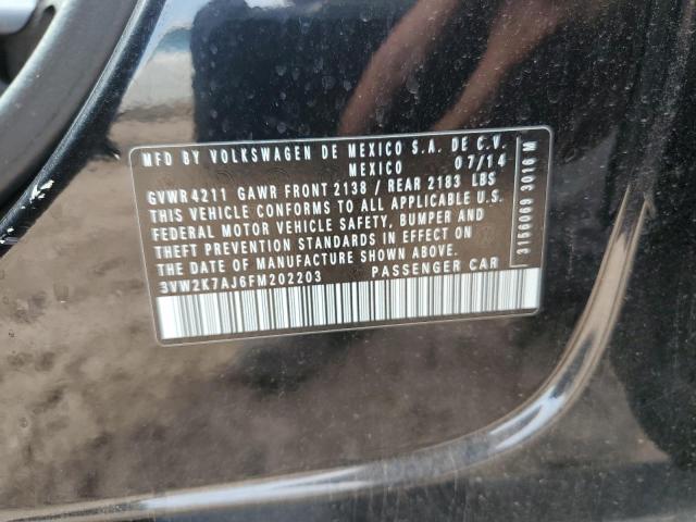 3VW2K7AJ6FM202203 - 2015 VOLKSWAGEN JETTA BASE 黑色 照片 12