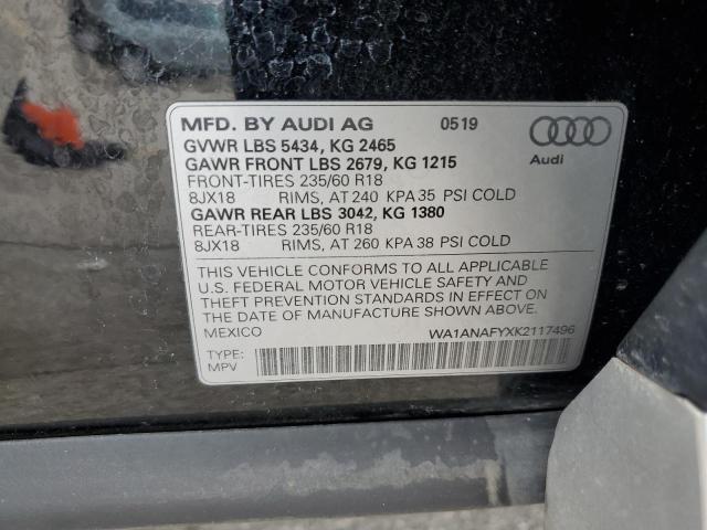 WA1ANAFYXK2117496 - 2019 AUDI Q5 PREMIUM შავი ფოტო 13