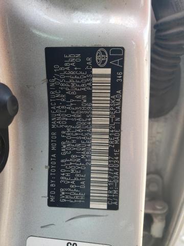 2T1BU4EE2AC445596 - 2010 TOYOTA COROLLA BASE SILVER photo 13