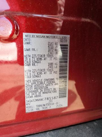 5N1AT2MVXKC785587 - 2019 NISSAN ROGUE S RED photo 13