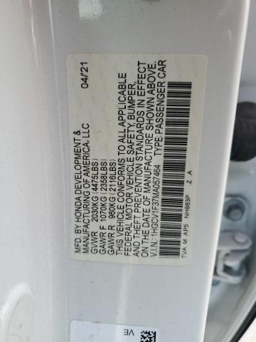 1HGCV1F37MA057464 - 2021 HONDA ACCORD SPORT WHITE photo 12