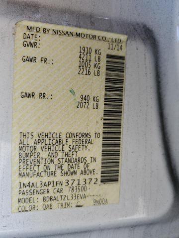 1N4AL3AP1FN371372 - 2015 NISSAN ALTIMA 2.5 白色 照片 12