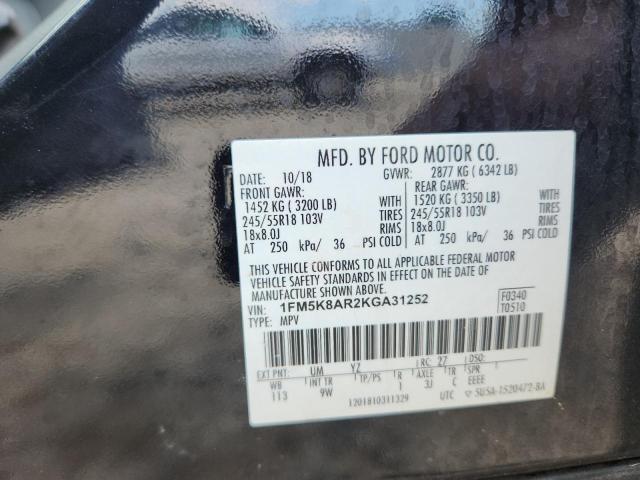 1FM5K8AR2KGA31252 - 2019 FORD EXPLORER POLICE INTERCEPTOR TWO TONE photo 13