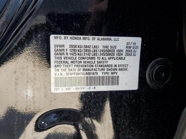 5FNYF6H74LB001079 - 2020 HONDA PILOT BLACK BLACK photo 13