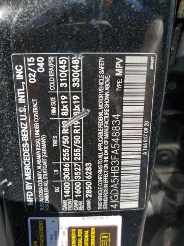 4JGDA5HB3FA548834 - 2015 MERCEDES-BENZ ML 350 4MATIC BLACK photo 13