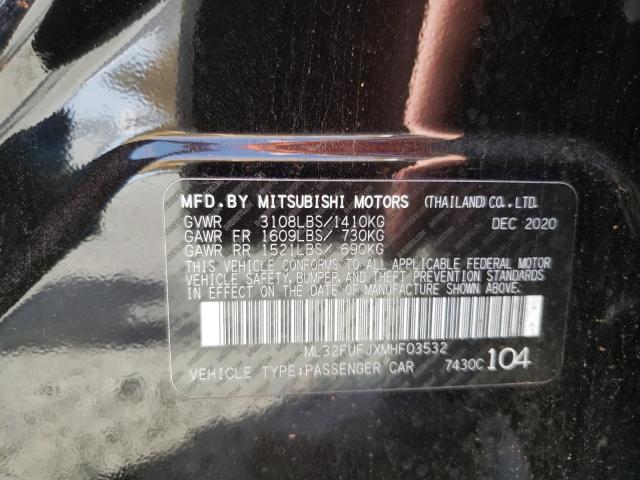 ML32FUFJXMHF03532 - 2021 MITSUBISHI MIRAGE G4 ES შავი ფოტო 10