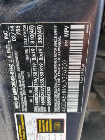 4JGDA5HB6EA376202 - 2014 MERCEDES-BENZ ML 350 4MATIC GRAY photo 13