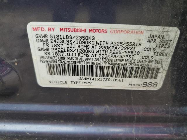 JA4MT41X17Z018521 - 2007 MITSUBISHI OUTLANDER XLS BLUE photo 13