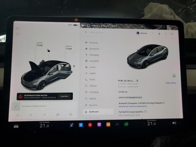 5YJ3E1EB2MF974231 - 2021 TESLA MODEL 3 გრაფიტი ფოტო 9