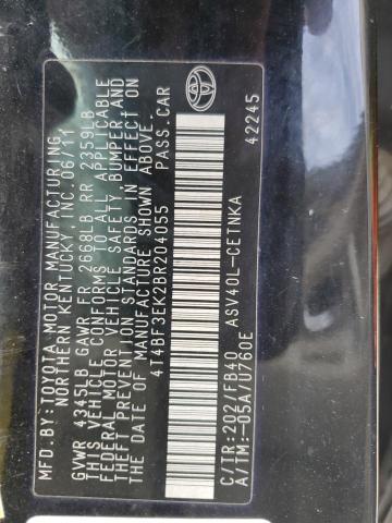 4T4BF3EK2BR204055 - 2011 TOYOTA CAMRY BASE Siyah fotoğraf 13