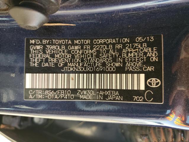 JTDKN3DUXD1691000 - 2013 TOYOTA PRIUS ლურჯი ფოტო 12